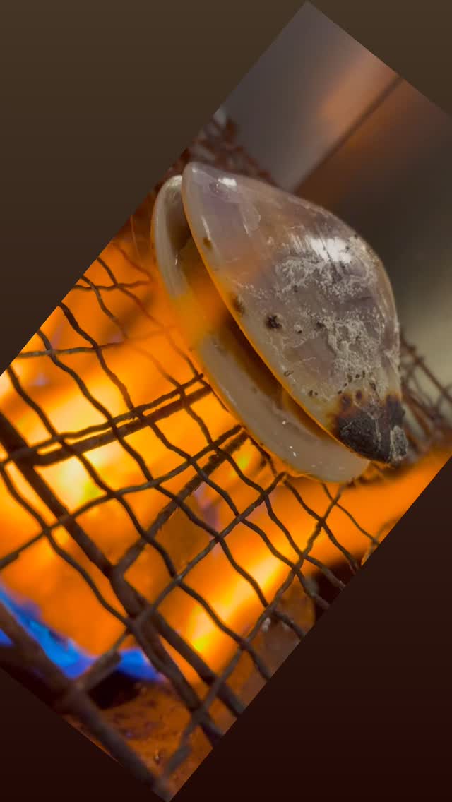 殻が開いた瞬間に広がる、はまぐりの濃い旨みと香り。
シンプルに焼くだけだからこそ、貝の出汁がじんわり染みます。
ぷりっとした身と、
殻の中に溜まった旨みのスープまで
ぜひ一緒にどうぞ。

お酒がすすむ春の一品です。